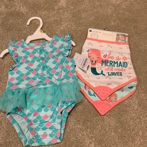 Carter’s Baby Mermaid onesie and bibs 🧜‍♀️